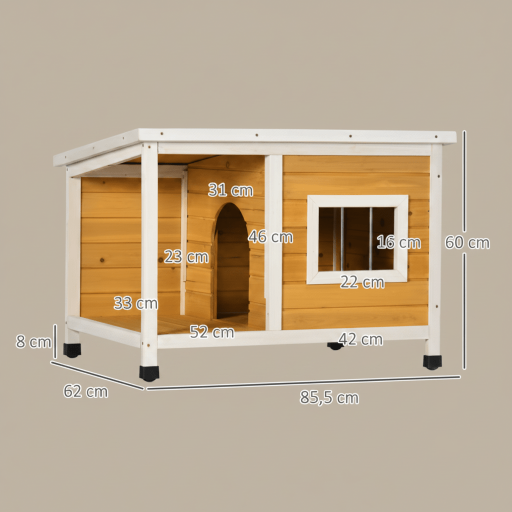 les mesures de niche pour chien toit plat avec porche