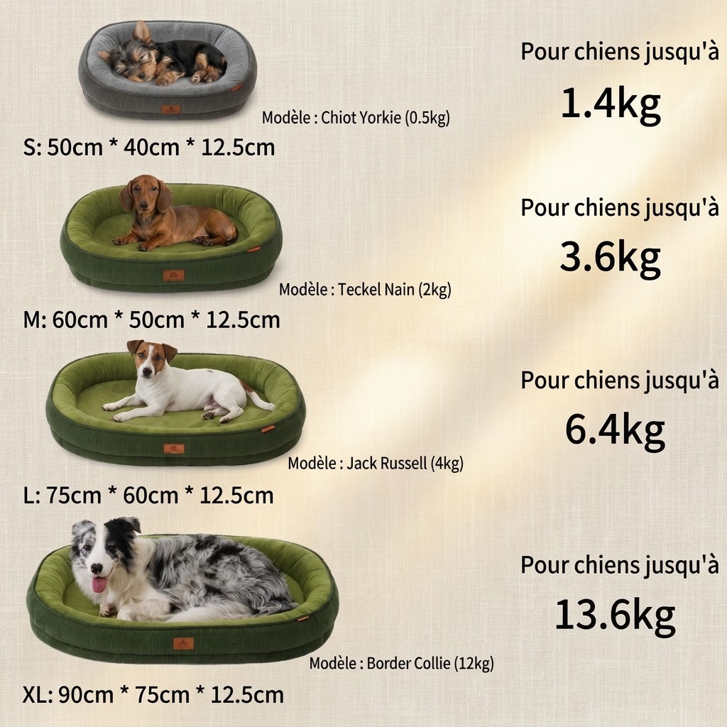 mesure de panier chien en velours doux