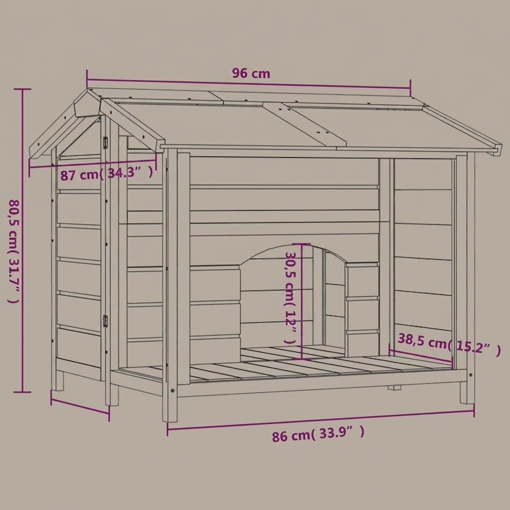 mesures de cabane pour chien en bois pin massif