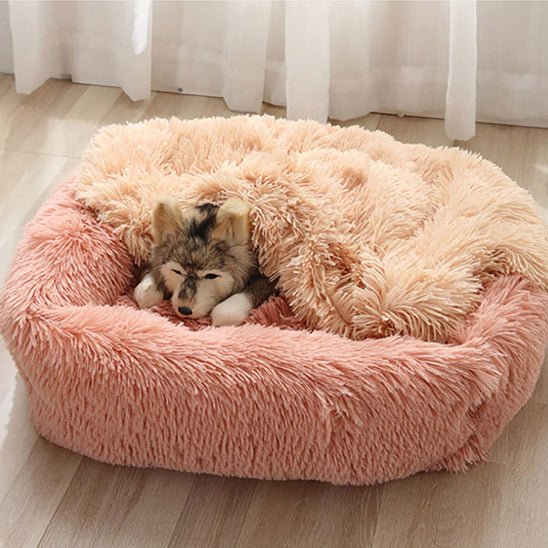 panier pour chien en peluche rose