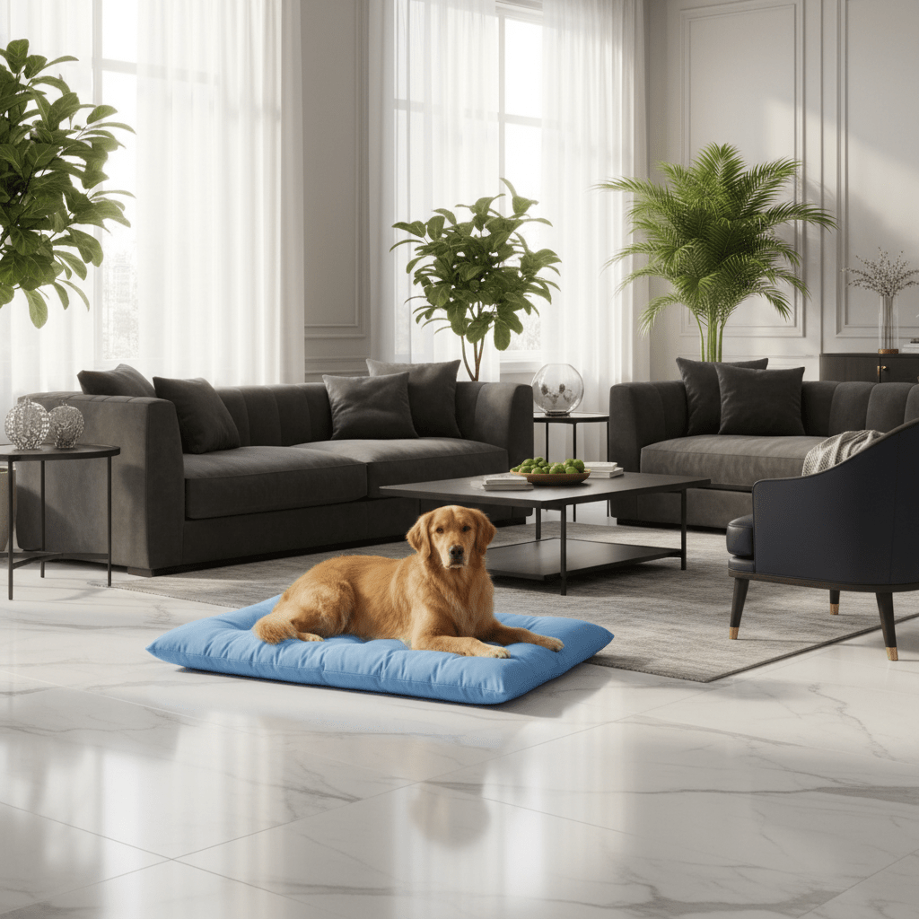 toutou Assi sur coussin pour chien xxl bleu