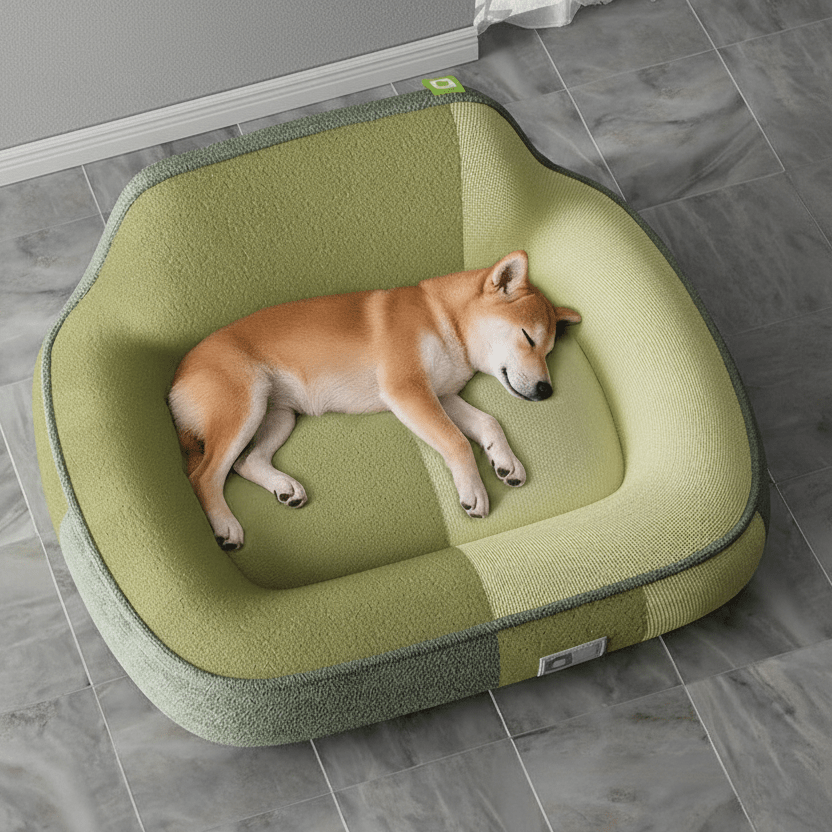 toutou assoupis dans petit canape chien peluche cour