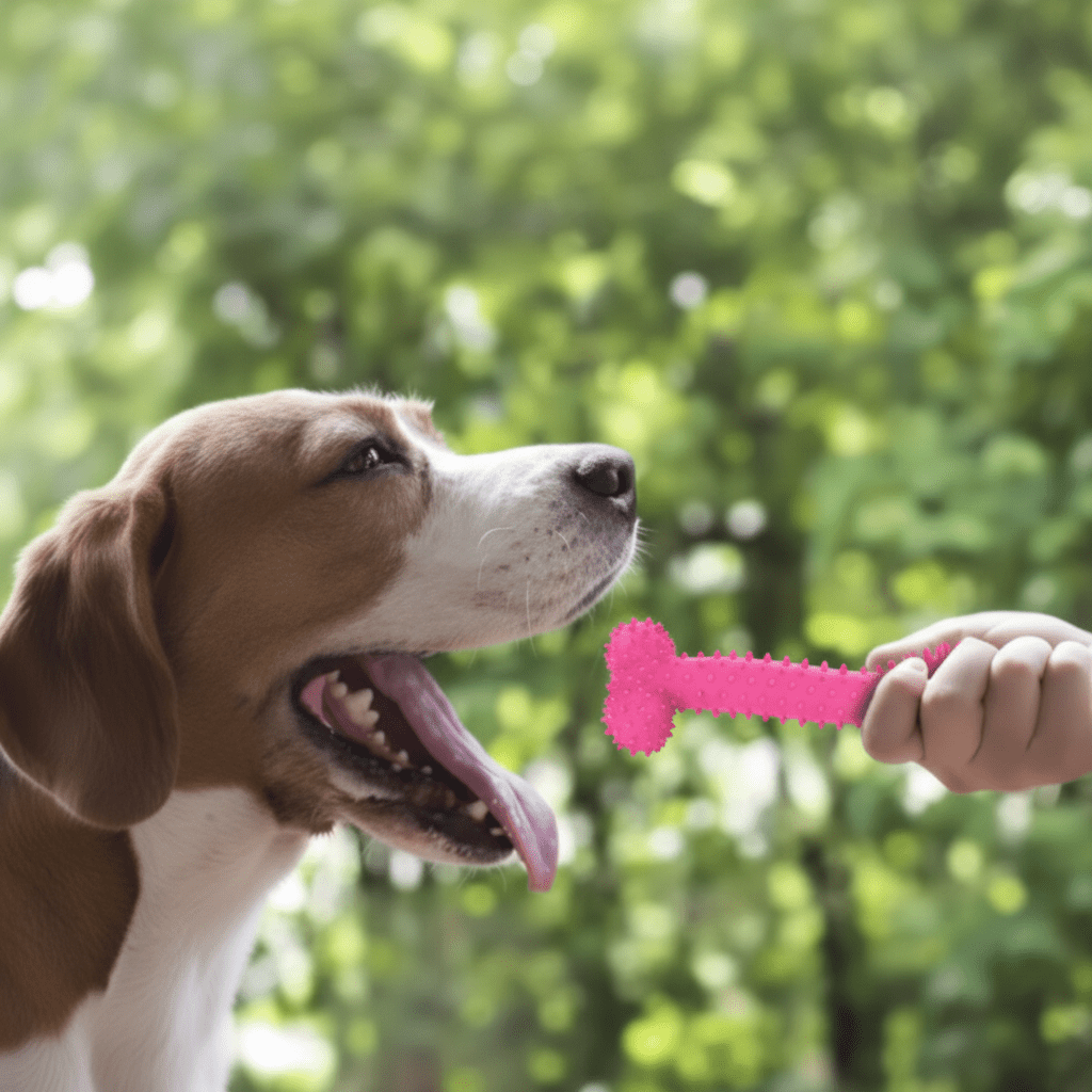 toutou content de son jouets pour chien