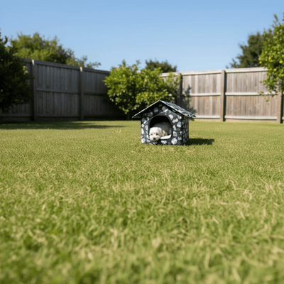 toutou dans niche pour chien extérieur 