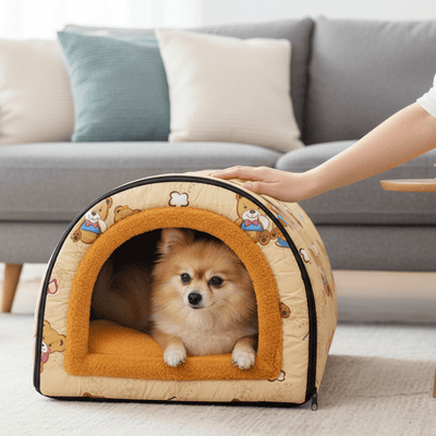 toutou dans niche pour chien 