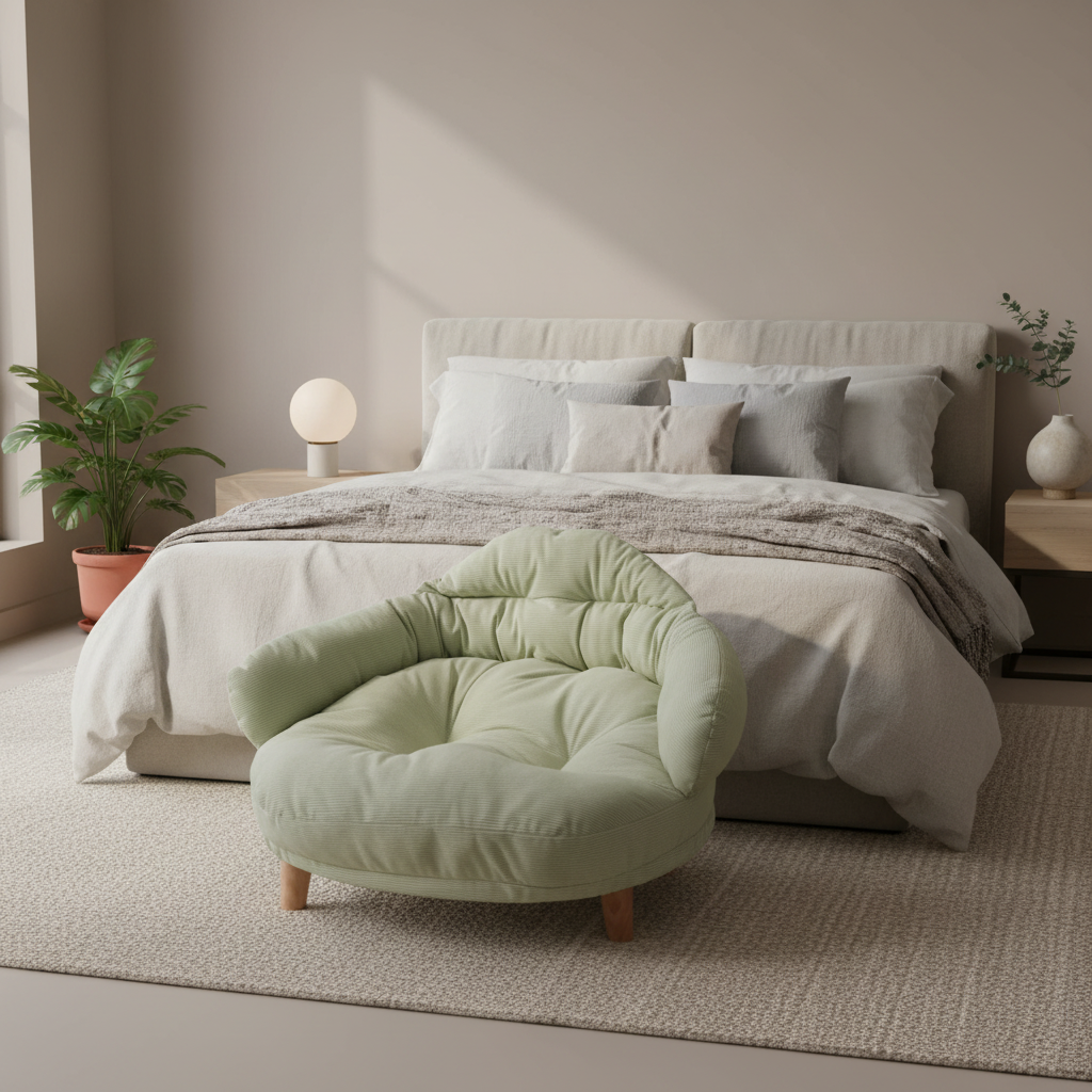 banquette chien en velours dans une chambre