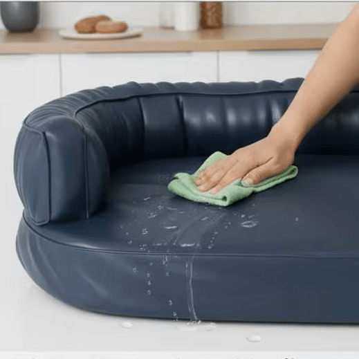 banquette chien simili cuir bleu