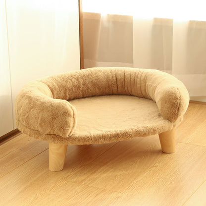 banquette pour chien en peluche beige