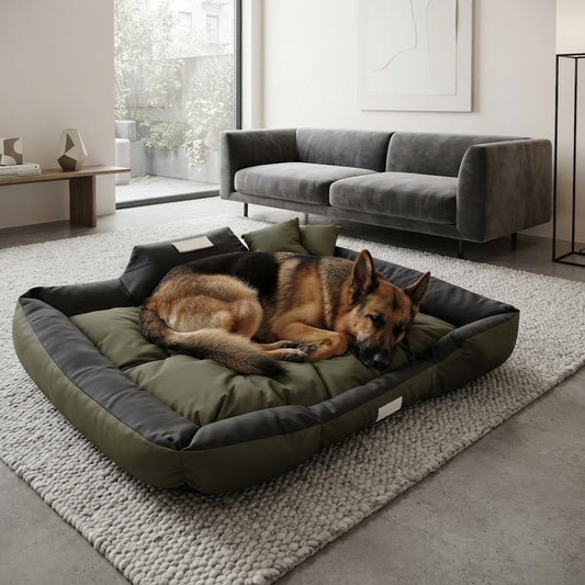 berger allemand allonger dans canape chien xxl imperméable lavable 
