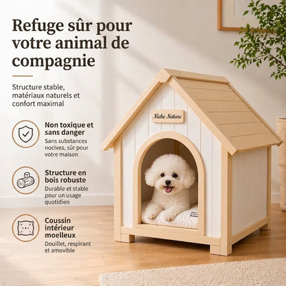 cabane d'intérieur pour chien en bois robuste