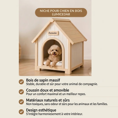 cabane d'intérieur pour chien en bois  sapin massif