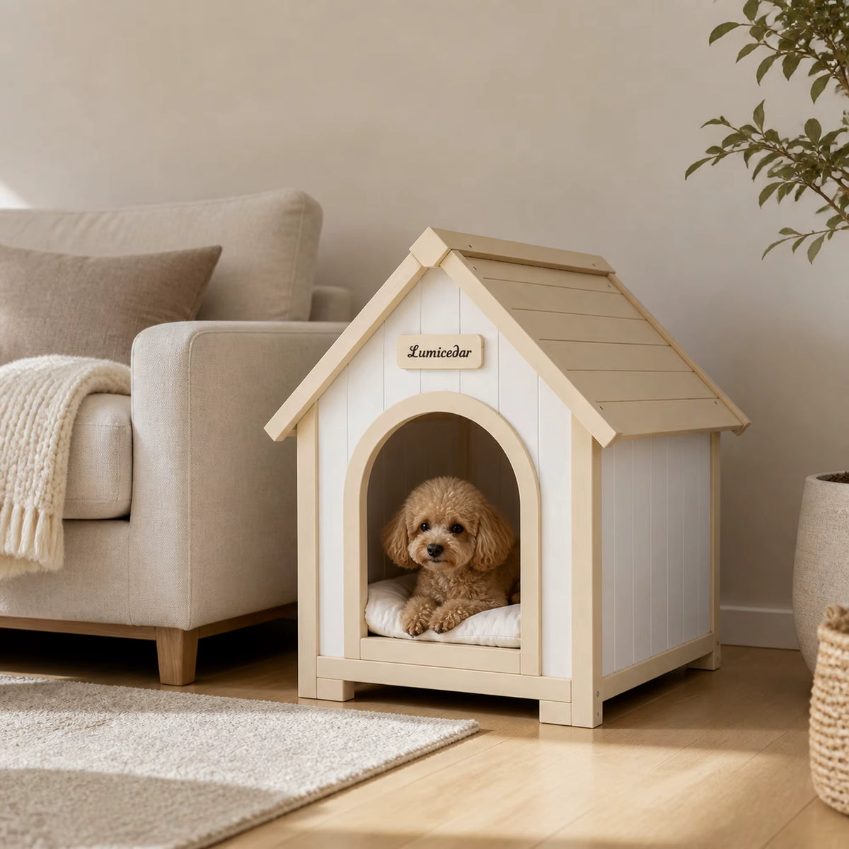 cabane d'intérieure pour chien avec coussin moelleux