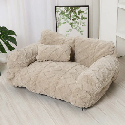 canape lit pour chien en taffetas beige