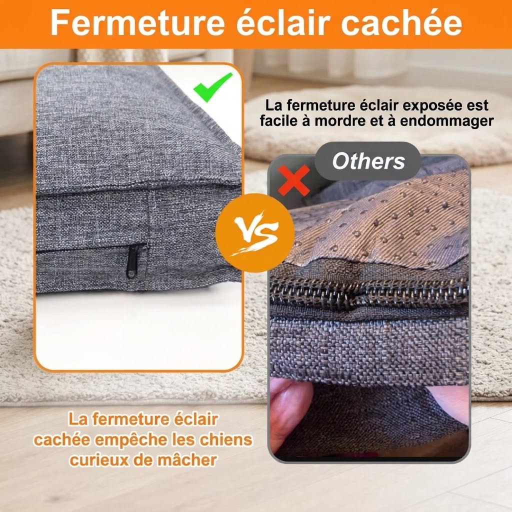 canape pour chien avec fermeture eclaire cache