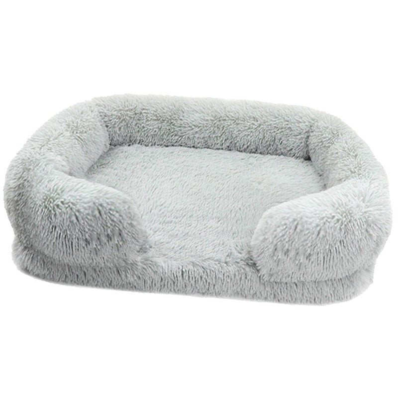 canape pour chien carré gris en peluche