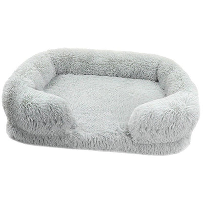 canape pour chien carré gris en peluche