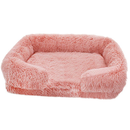 canape pour chien carré rose en peluche