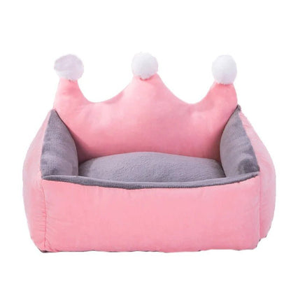 canape pour chien confortable forme couronne  rose