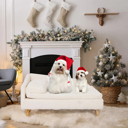 canapé pour chien dans salon décore de noël