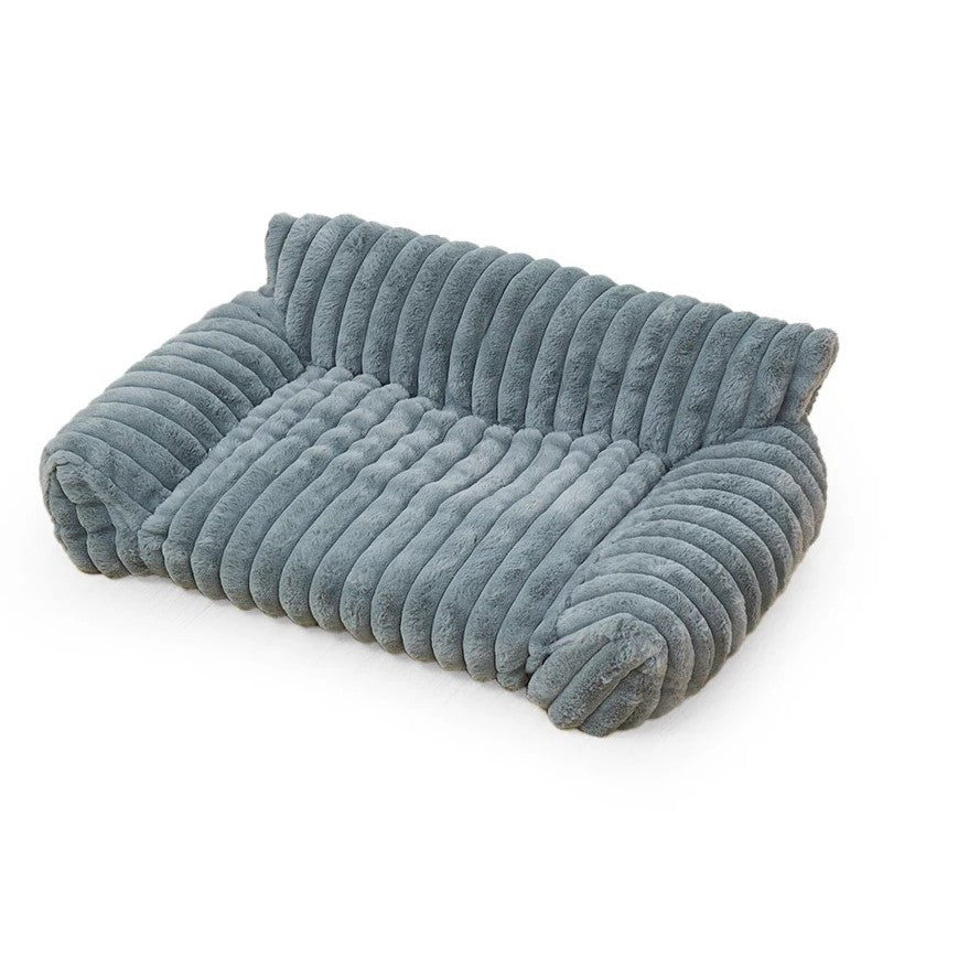 canape pour chien peluche bleu