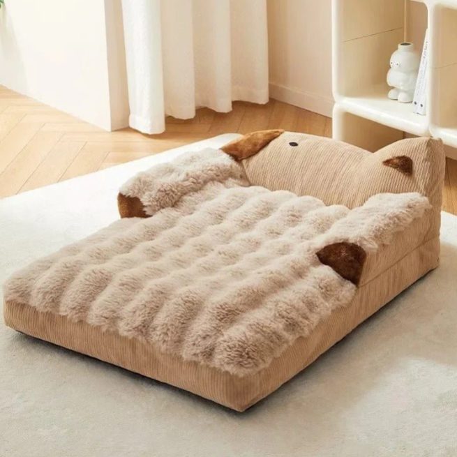 canape pour chien en peluche forme animal