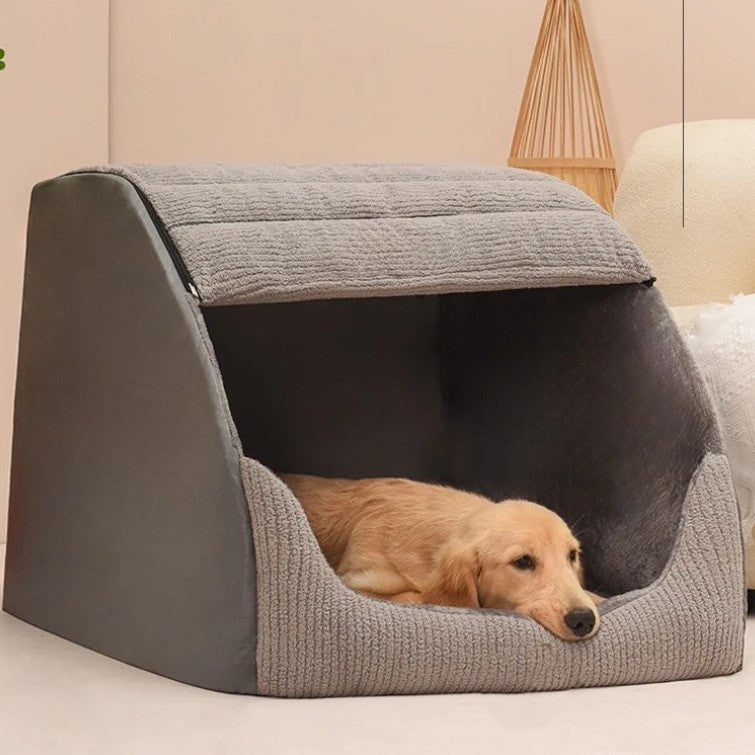 chien allonger dans niche pour chien porte pain