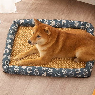 chien allonger dans tapis chien rafraichissant gris motif