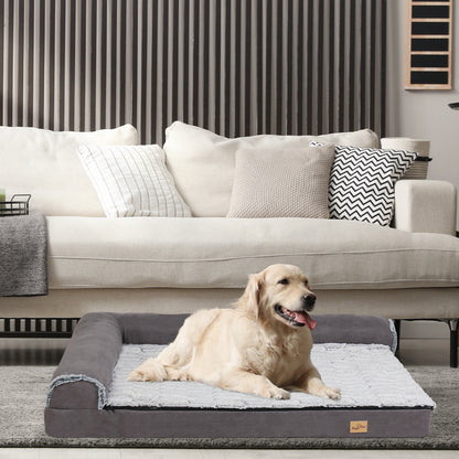 chien assis dans canape pour chien XL dans séjour