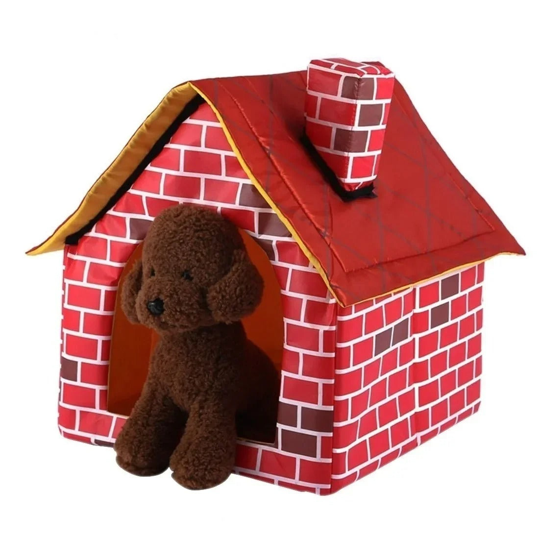 chien assis  dans niche pour chien interieur
