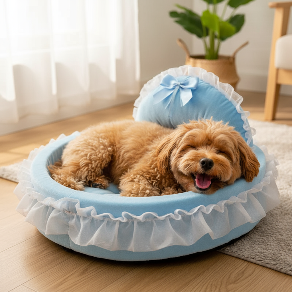chien_content_dans_son_lit_pour_chien élégant