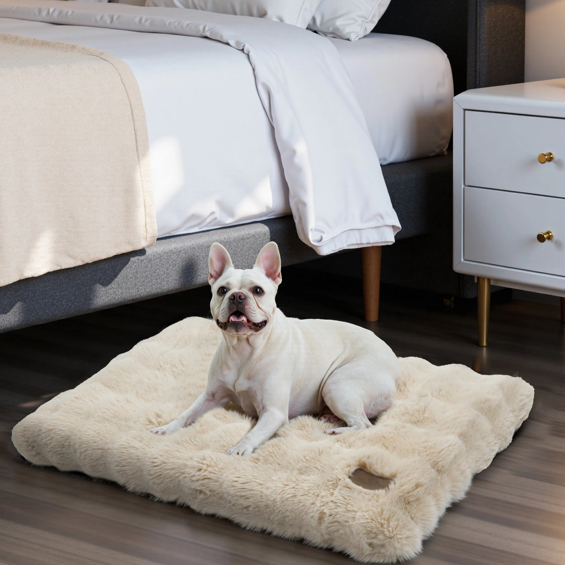 chien dans lit pour chien confort moelleux dans chambre