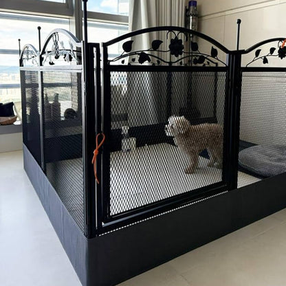 chien dans parc pour chien hauteur 