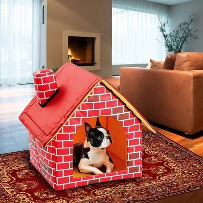 chien detendu dans niche pour chien interieur