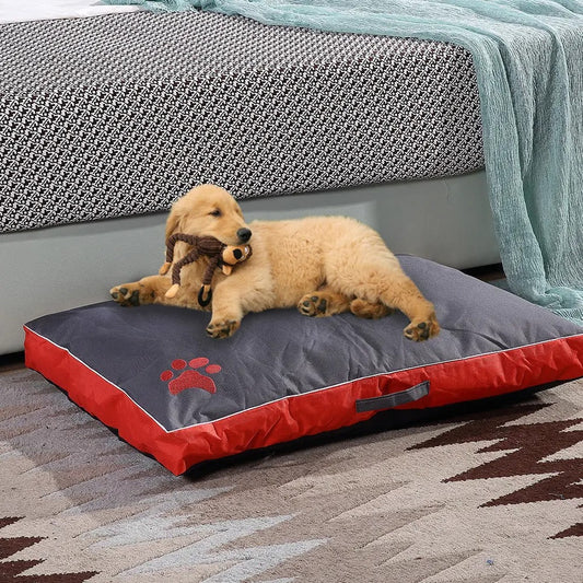 chien dort lit pour chien antiderapant impermeable rouge