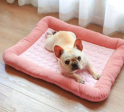 chien dort tapis rafraichissant chien rose en soie