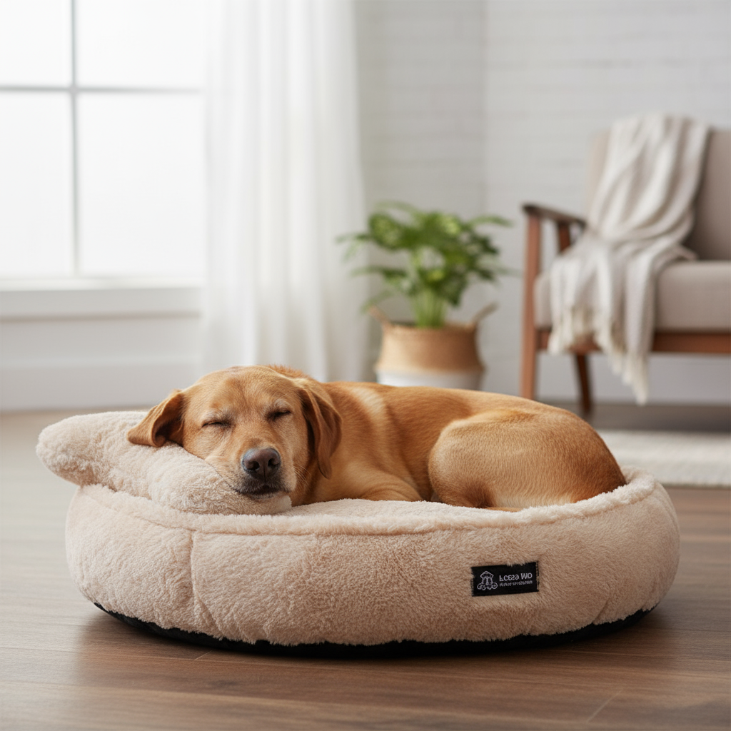 chien_en_dormi_dans_coussin_pour chien_rose