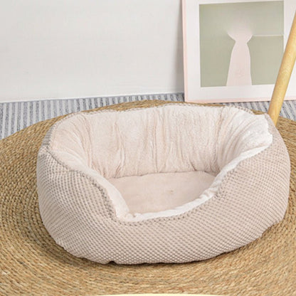 couchage chien doux confortable  beige 