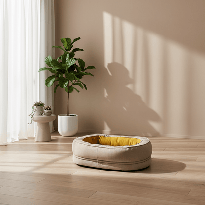 couchage chien orthopédique lavable jaune