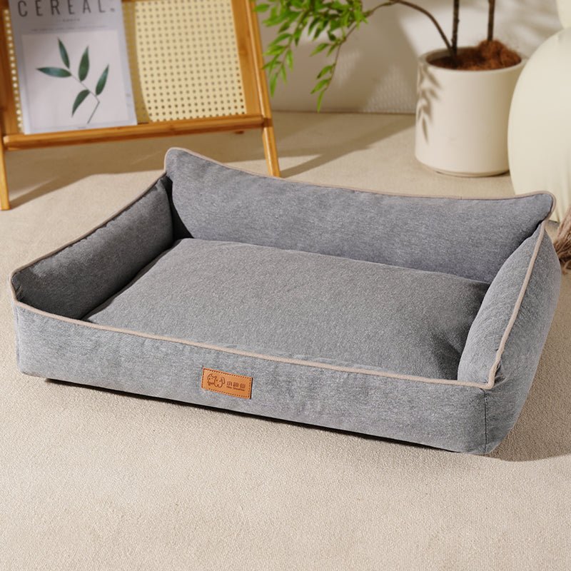 couchages pour chien rectangulaire en fibre gris