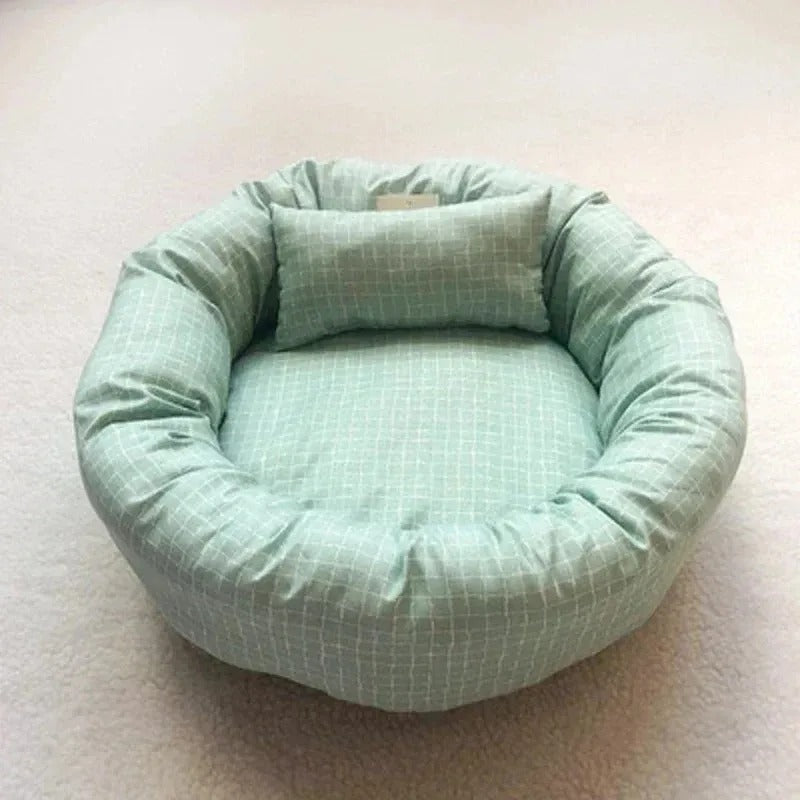 coussin chien à  carreaux petit coussin vert