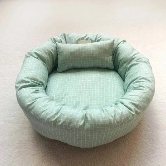 coussin chien à  carreaux petit coussin vert