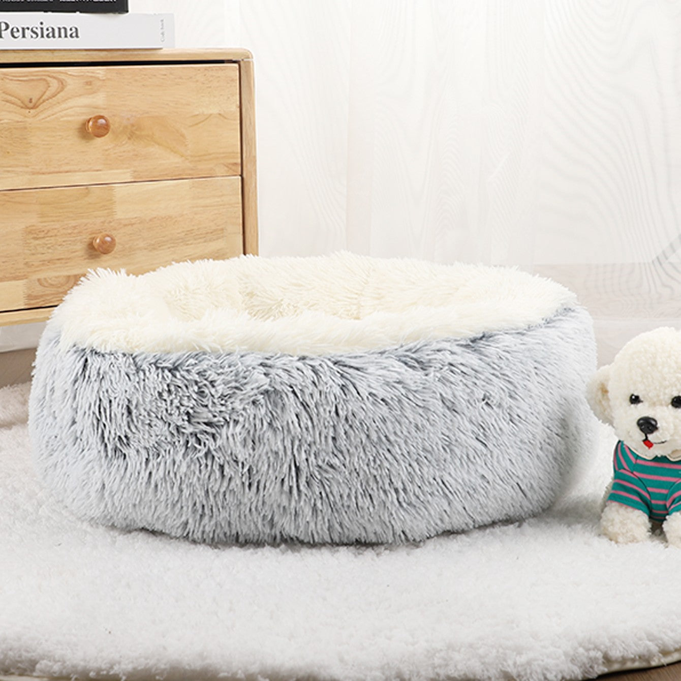 coussin chien chaud en polaire et peluche