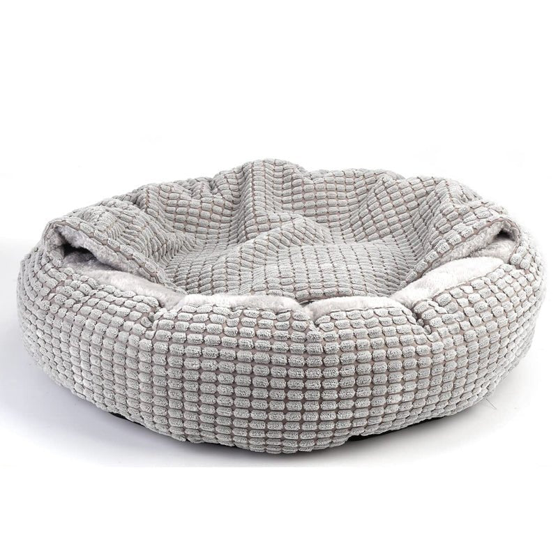 coussin_chien_grotte moelleux_gris