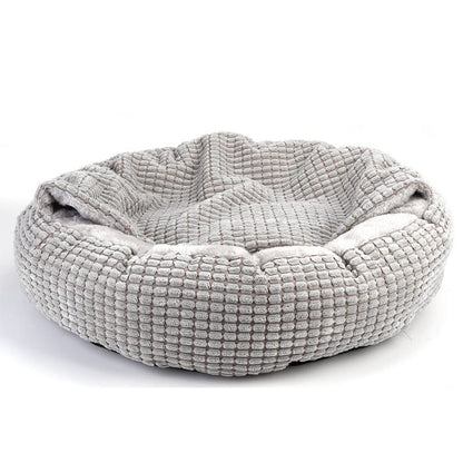 coussin_chien_grotte moelleux_gris