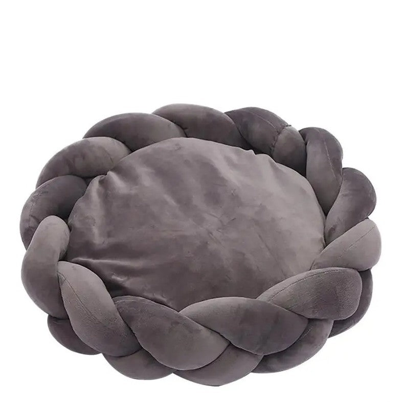 coussin chien trissé gris foncé