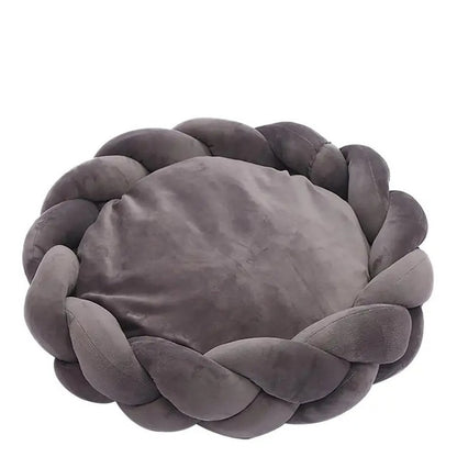 coussin chien trissé gris foncé