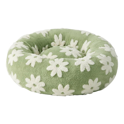 coussin_chien_vert_a_fleur blanche 