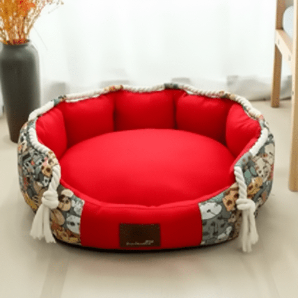 coussin déhoussable pour chien rouge