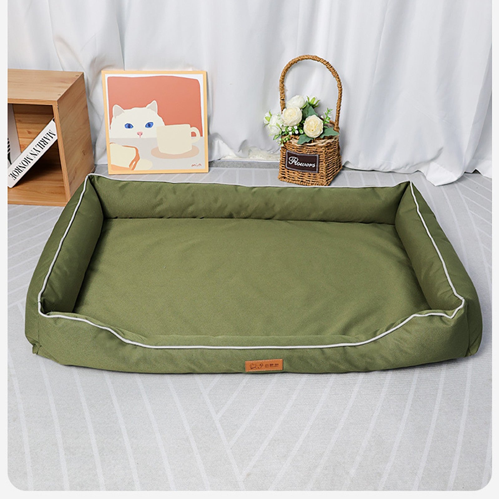 coussin imperméable pour chien vert 