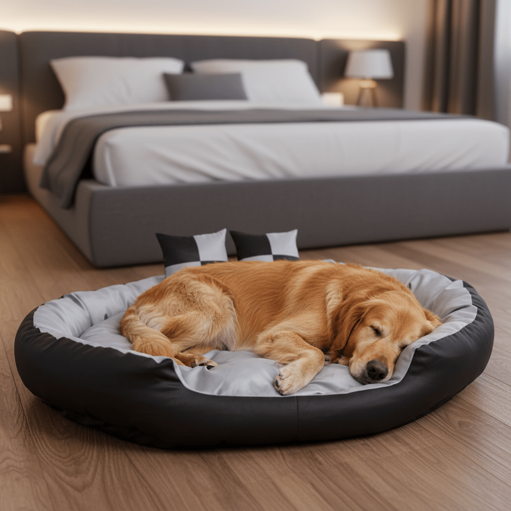 coussin orthopédique chien dans la chambre